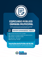 ABERTA AS INCRIÇÕES PARA CONCURSO PÚBLICO - CÂMARA MUNICIPAL