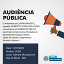 AUDIÊNCIA PÚBLICA PARA TRATAR DO TEMA SOBRE ATIVIDADES DA SECRETARIA MUNICIPAL DE OBRAS AUDIÊNCIA PÚBLICA PARA TRATAR DO TEMA SOBRE ATIVIDADES DA SECRETARIA MUNICIPAL DE OBRAS