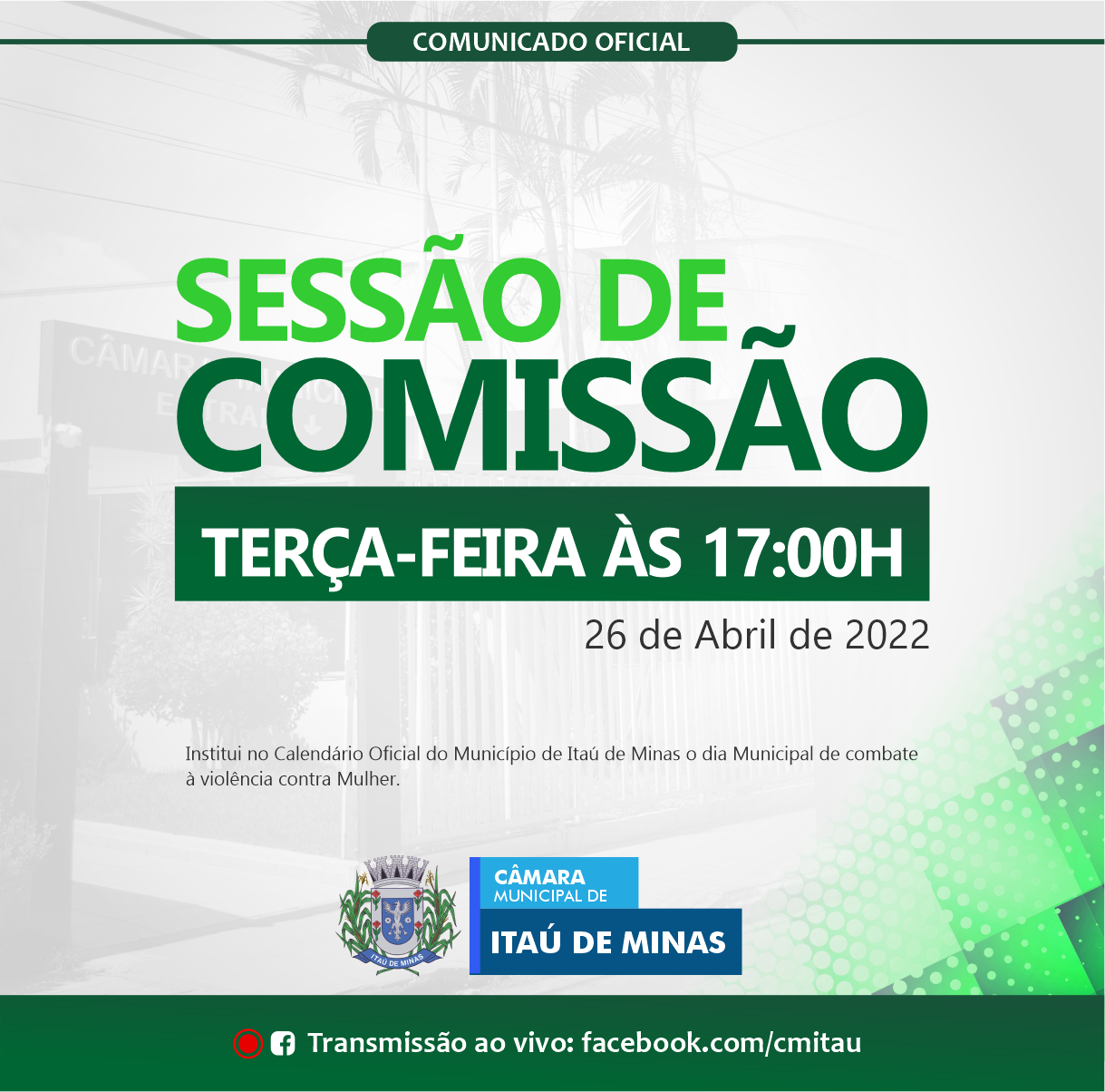 COMUNICADO DE SESSÃO DE COMISSÃO