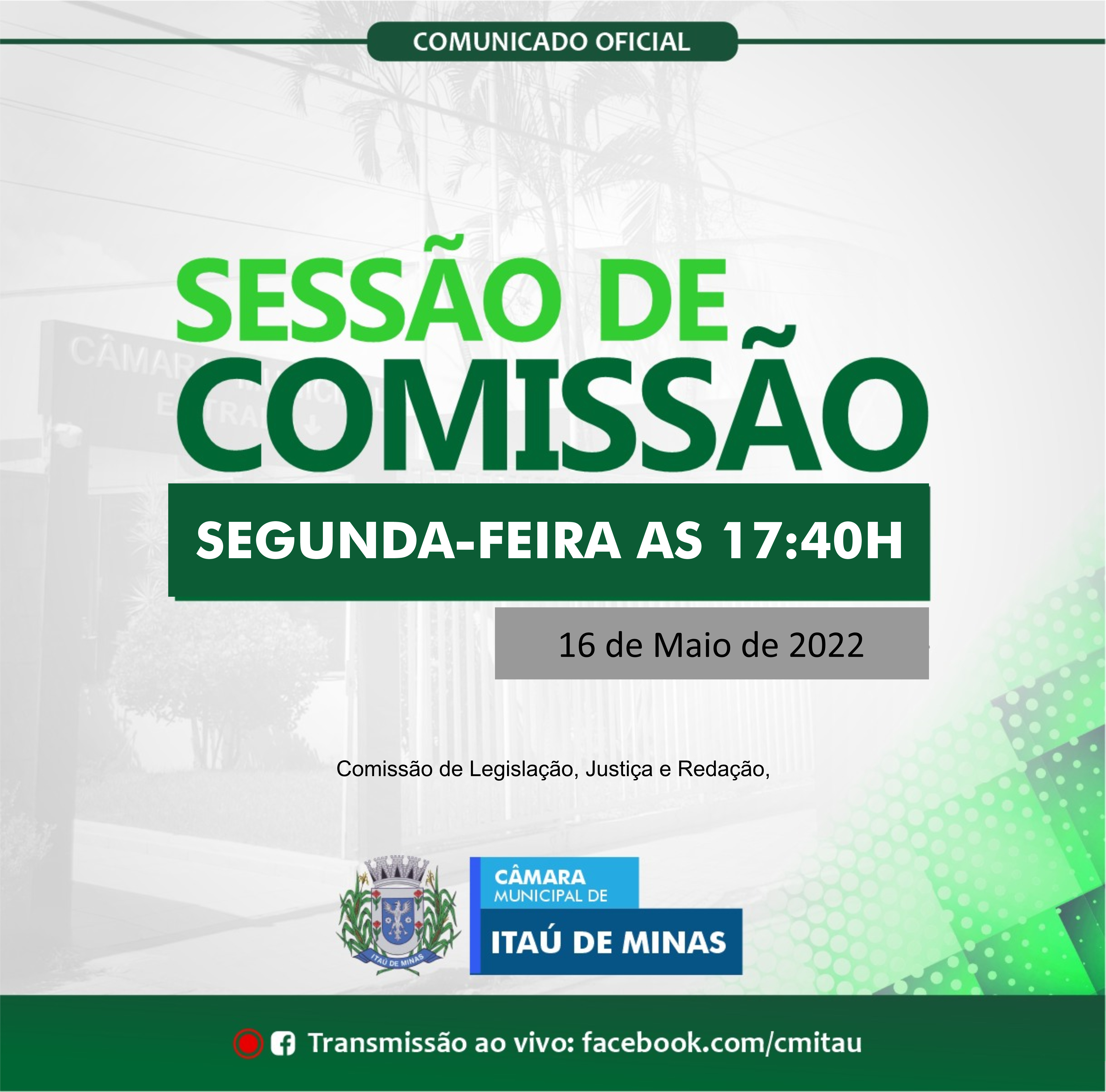 COMUNICADO DE SESSÃO DE COMISSÃO