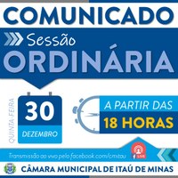 COMUNICADO DE SESSÃO ORDINÁRIA