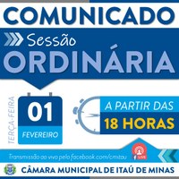 COMUNICADO DE SESSÃO ORDINÁRIA