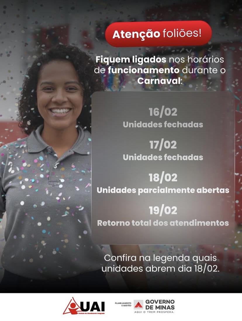 Confira os horários de funcionamento das Unidades da UAI.