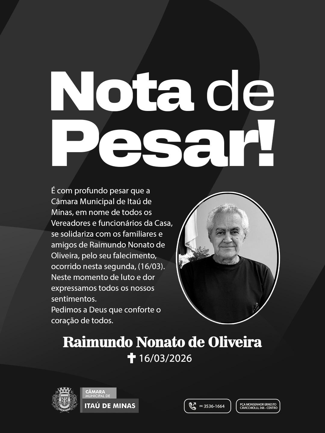 Nota de Pesar -  Raimundo Nonato de Oliveira
