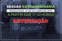 RETIFICAÇÃO - COMUNICADO SESSÃO EXTRAORDINÁRIA