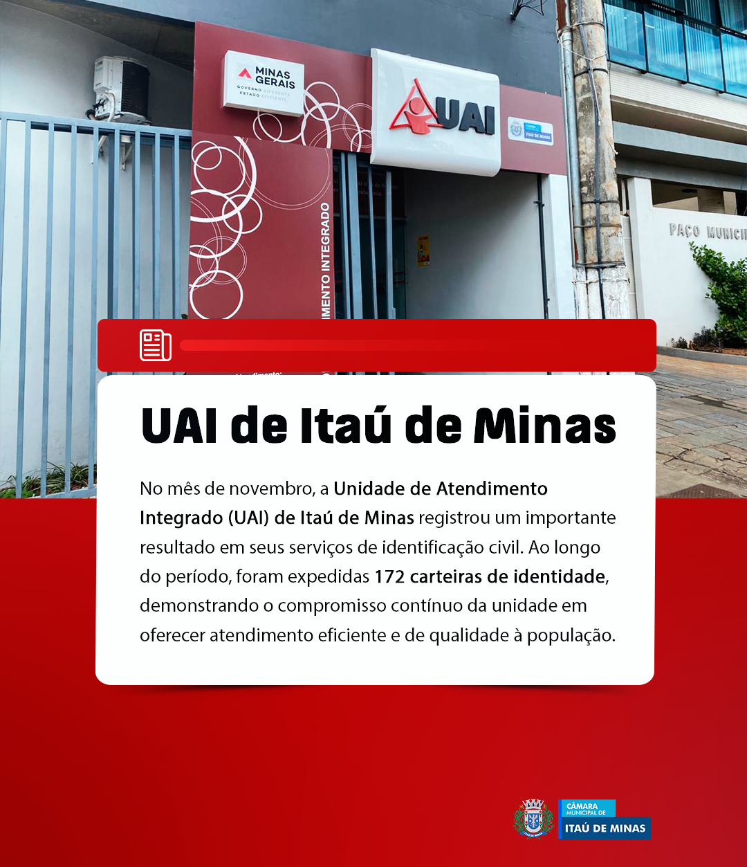 UAI - Expedição de 172 carteiras de identidade em Novembro!